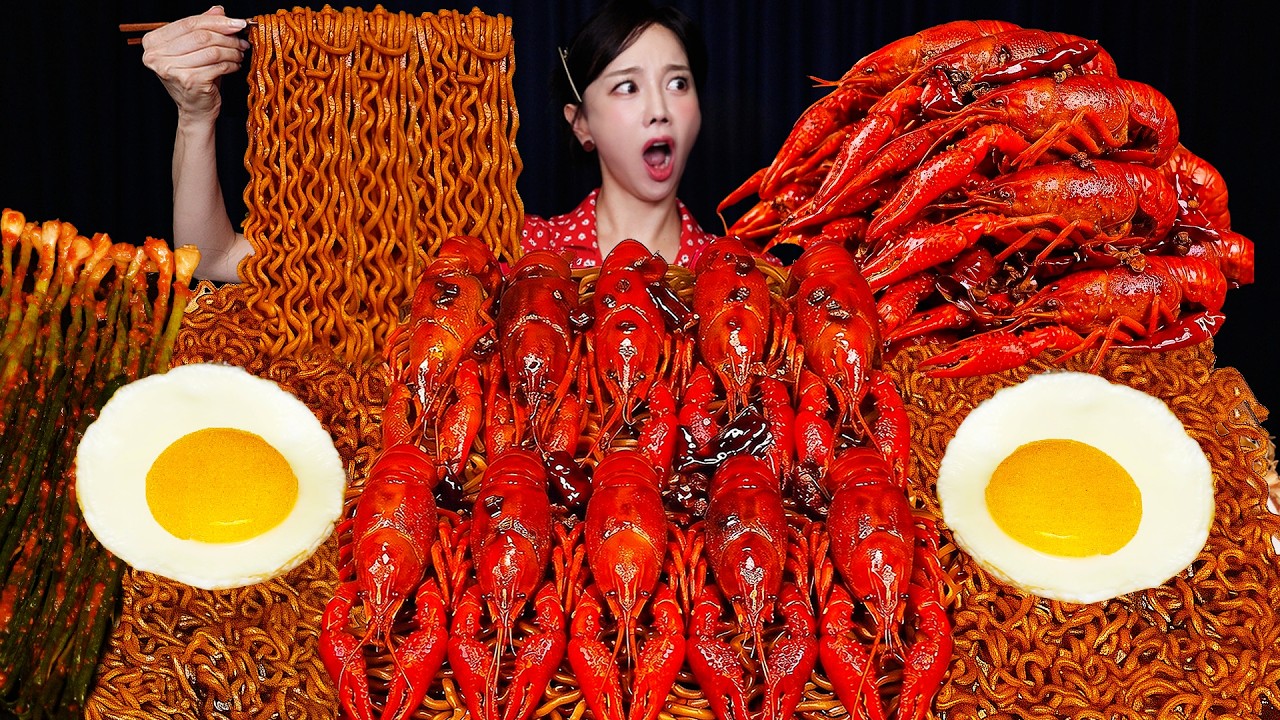 🦞얼얼한 마라롱샤 & 소기름에 튀긴 짜장라면 짜르르 🍜 먹방 Spicy Mala Crawfish & Zzhajang Ramen! Ssoyoung ASMR