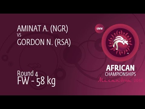 Round 4 FW - 58 kg: A. AMINAT (NGR) df. N. GORDON (RSA) by TF, 10-0