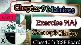 Chapter 9 Matrices Exercise 9(A) Class 10th ICSE Board Selina (Concise Mathematics) Part 1 2025-2026