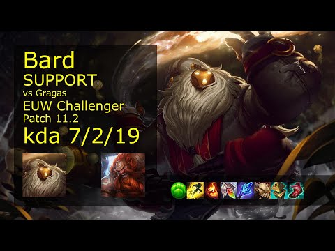 Bard Support vs Gragas - EUW Challenger 7/2/19 Patch 11.2 Gameplay