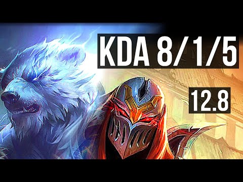VOLIBEAR vs ZED (JNG) | 8/1/5, 1.5M mastery | BR Diamond | 12.8