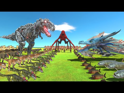 Tek Rex VS Titanus Red VS Chinese Dragon - Epic 3 Sided War - ARBS