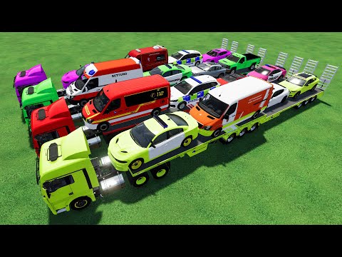 LOAD STONES & TRANSPORT WITH MAN & MERCEDES TRUCKS & AMBULANCES, FIRE TRUCK, POLICE CARS, MOTORCYCLE