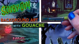 Painting Scooby Doo Backgrounds with Acrylic Gouache: Watch as I Attempt 4 Replicants at One Time!