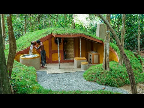 25 Days Building The Most Amazing Underground Hobbit House and Water Tube