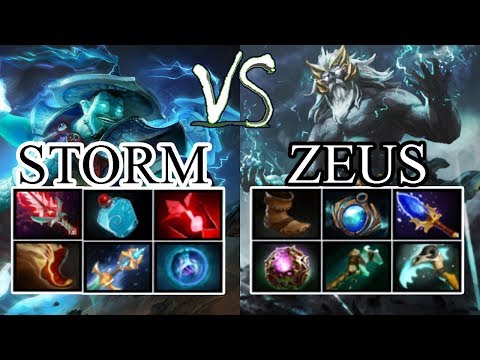 Lightning Showdown Zeus vs Storm Spirit - Dota 2 Gameplay