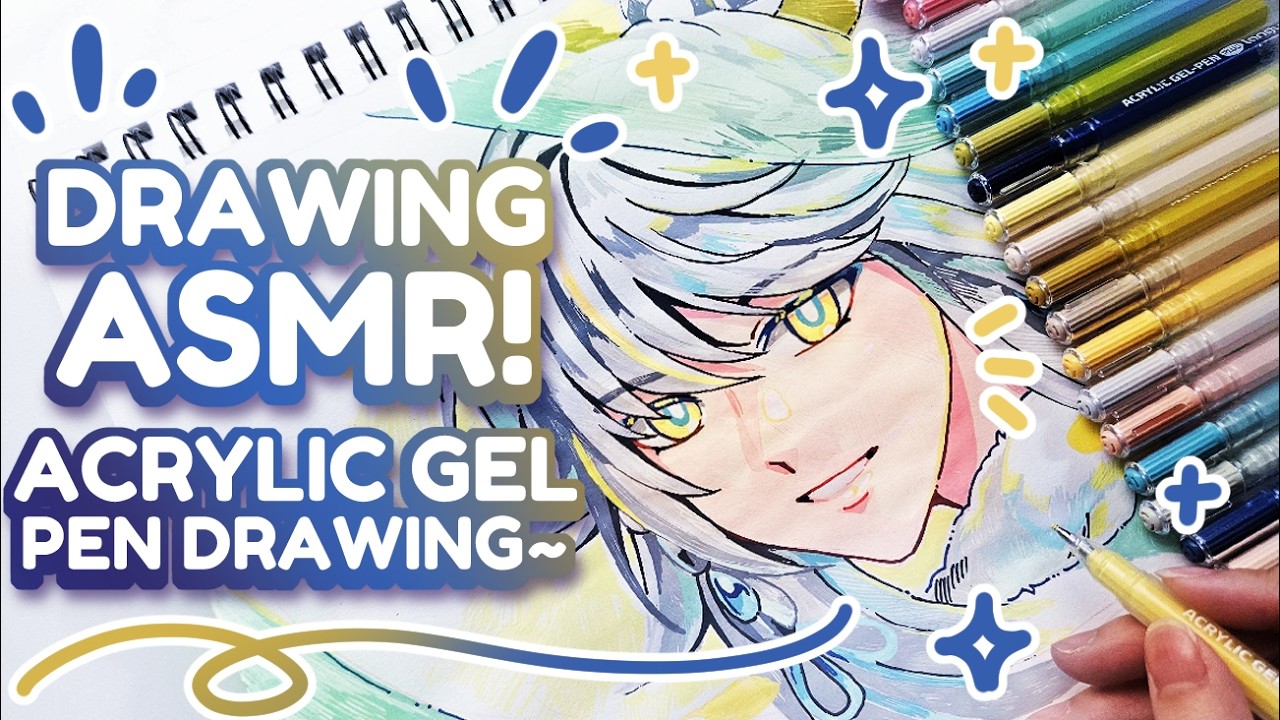 DRAWING ASMR | Acrylic Gel Pen Process!