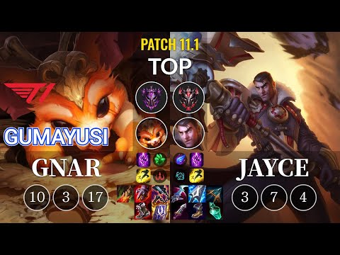 T1 Gumayusi Gnar vs Jayce Top - KR Patch 11.1