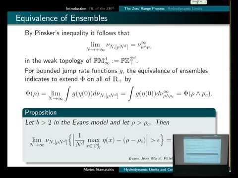 Marios G. Stamatakis: Hydrodynamic limits and condensing zero range processes
