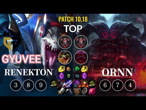 GEN gyuvee Renekton vs Ornn Top - KR Patch 10.18