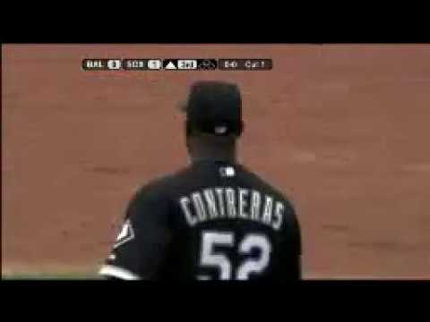2008 White Sox: Jose Contreras snags a line drive off the bat of Fahey (4.27.08)
