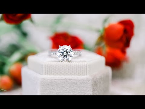 2.5 Carat Six Prong Pavé Trellis Lab Diamond Engagement Ring in Platinum | Ada Diamonds