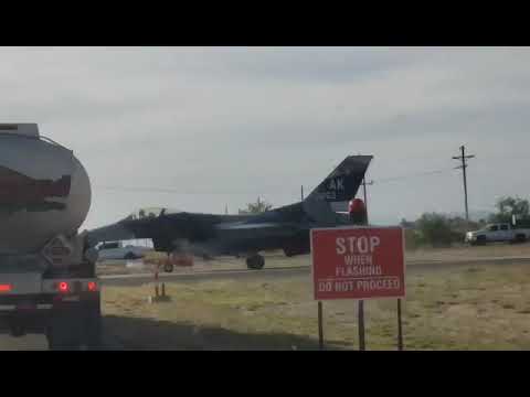 Alaska's 18Th aggressor squadron F-16's arriving at AMARG boneyard.