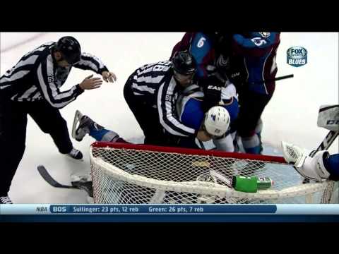 Goalmouth scrum in 2nd. Alexander Steen. St. Louis Blues vs Colorado Avalanche 11/27/13 NHL Hockey.
