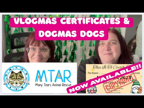 24 VLOGMAS CERTIFICATES & DOGMAS DOGS NOW ON EBAY - HELP US RAISE MONEY FOR MANY TEARS ANIMAL RESCUE