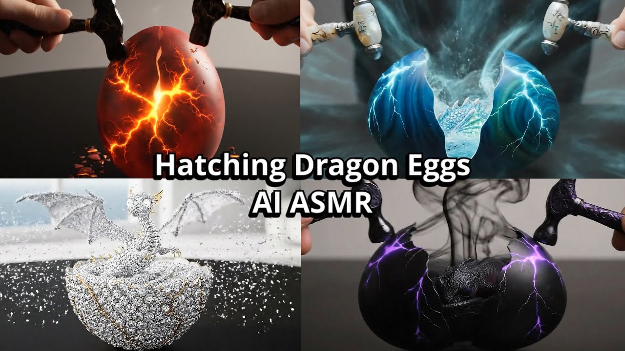 Hatching Dragon Eggs AI ASMR | Tapping and Cracking Eggs Satisfyingly