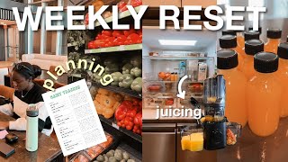 WEEKLY RESET ROUTINE | healthy habits, juicing, productive day + grocery shop
