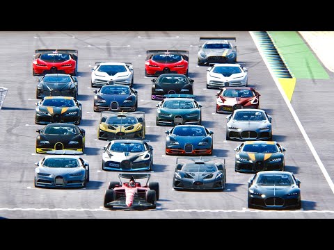 Ferrari F1 2022 F1-75 vs Bugatti Hypercars at Spa Francorshamps