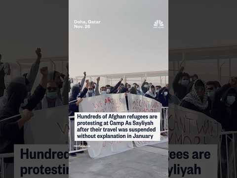Hundreds of Afghan refugees protest after their travel was suspended without explanation in January