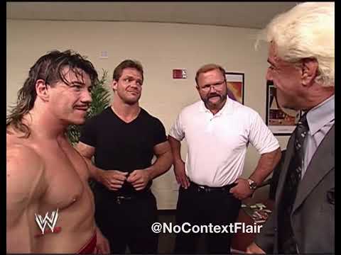 Ric Flair with Chris Benoit, Eddie Guerrero and Arn Anderson on Monday Night RAW | June 3rd 2002