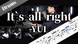 It&#39;s all right　YUI　Drum Cover　ドラム楽譜　歌詞