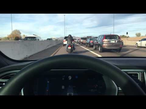 Tesla AP 7.1 Following Motorcycle