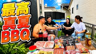 【最高休日】真夏の庭BBQ！家族と仲間で昼から暴飲暴食！フランクフルト！焼肉！カルビ！ハラミ！焼きそば！つくね！ビール！ハイボール！