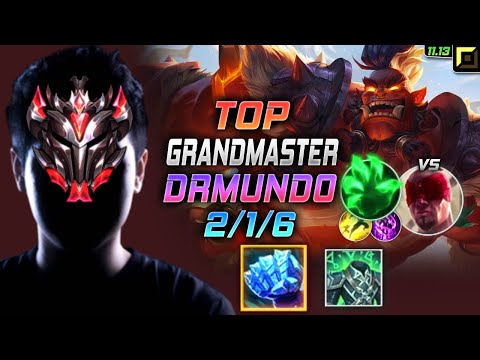 GrandMaster Dr. Mundo TOP vs Lee Sin - 천상계 탑 문도 템트리 룬 서리불꽃 착취 ドクター・ムンド Доктор Мундо - LOL KR 11.13