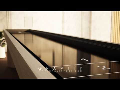 Cinematic 3D visualization of a luxury shuffleboard and pool table
