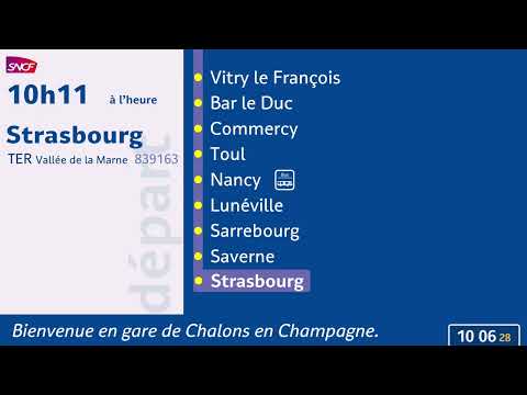 Annonce SNCF Train TER Vallée de la Marne Paris Est Strasbourg [HD - animé]