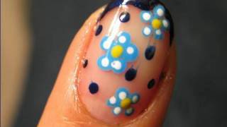 preview picture of video 'Easy Nail Art Design Tutorial - Midnight Snow Flower for short nail Simple Cute DIY Home Made'