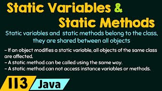 Static Variables and Static Methods in Java