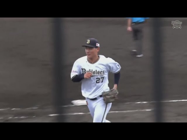 【ファーム】最高のボールをホームへ!! バファローズ・元謙太 得点を阻止するバックホーム!!  2024年6月22日 オリックス・バファローズ 対 阪神タイガース