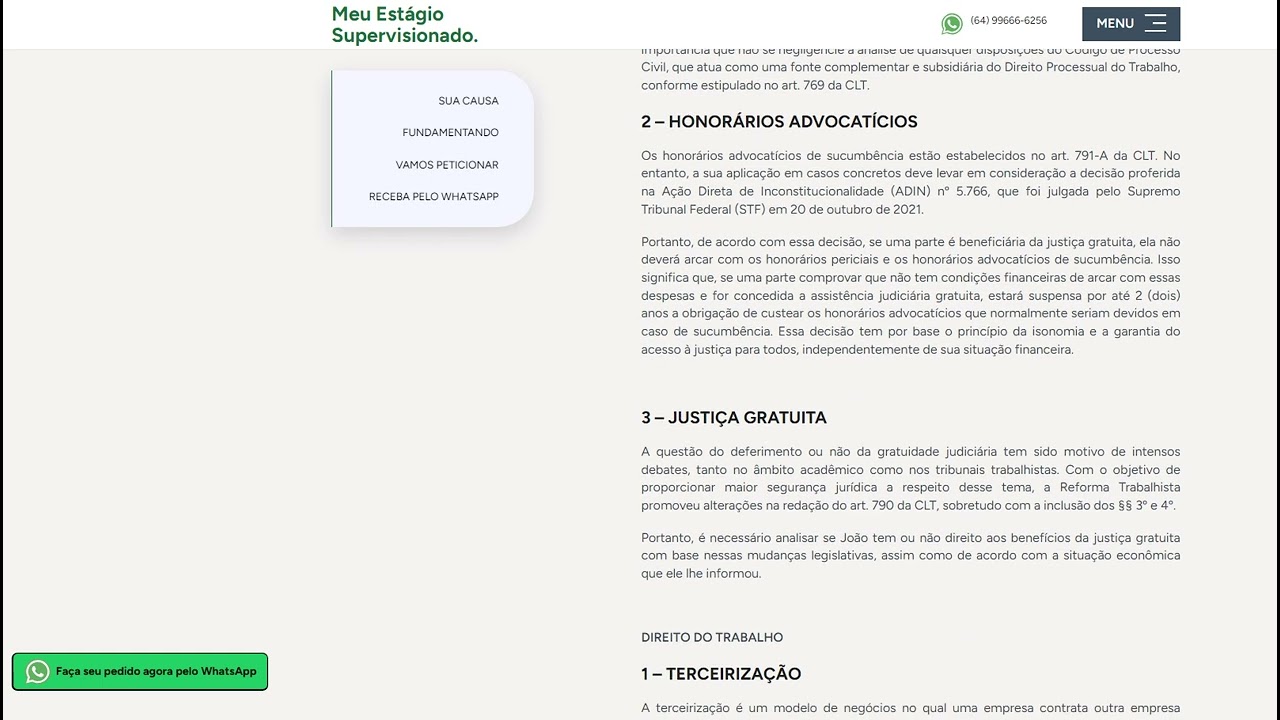 ESTÁGIO SUPERVISIONADO 2 - DIREITO TRABALHISTA - SEÇÃO 01 (LINK PARA COMPRA NOS COMENTÁRIOS)