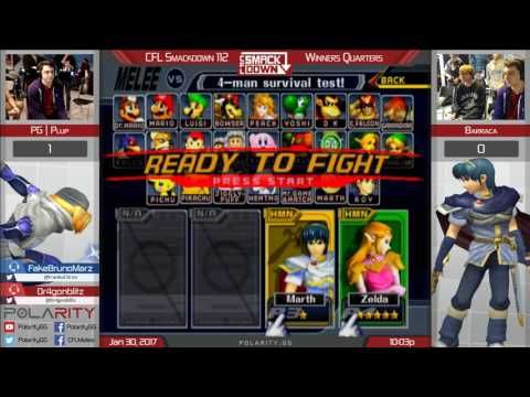CFL Smackdown 112 Melee - Barraca (Marth) vs PG Plup (Sheik) - Winners Quarters
