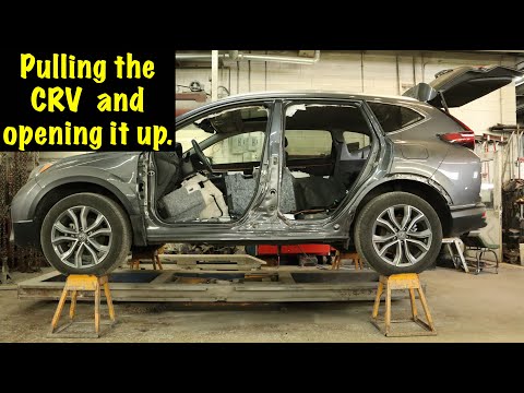Repairing the B pillar on the T boned Honda CRV