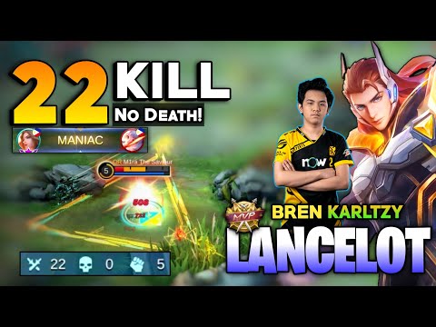 22 KILL 0 DEATH! Lancelot Fast Hand [ Top Global Lancelot Best Build 2021 ] By BREN Karltzy - MLBB