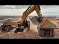Caterpillar 395 Excavator Loading Caterpillar 777 Dumpers Sotiriadis Construction Works 4k
