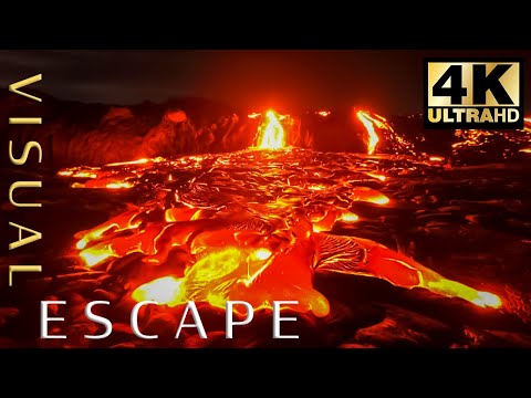 Real Lava - Relaxing Visuals and Sounds of Lava Flowing into the Ocean for Sleeping