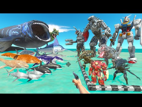 FPS Avatar Rescues Giant Mecha & Monsters and Fights Sea Monsters - Animal Revolt Battle Simulator