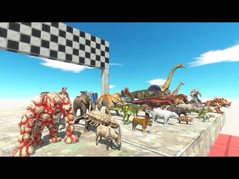 SPEED RACE DINOSAURS VS ANIMALS VS INFERNALS STAIR - Animal Revolt Battle Simulator