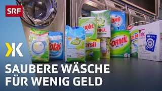 Vollwaschmittel im Test: Auch günstige Pulver waschen gut und sauber | 2017 | Kassensturz | SRF