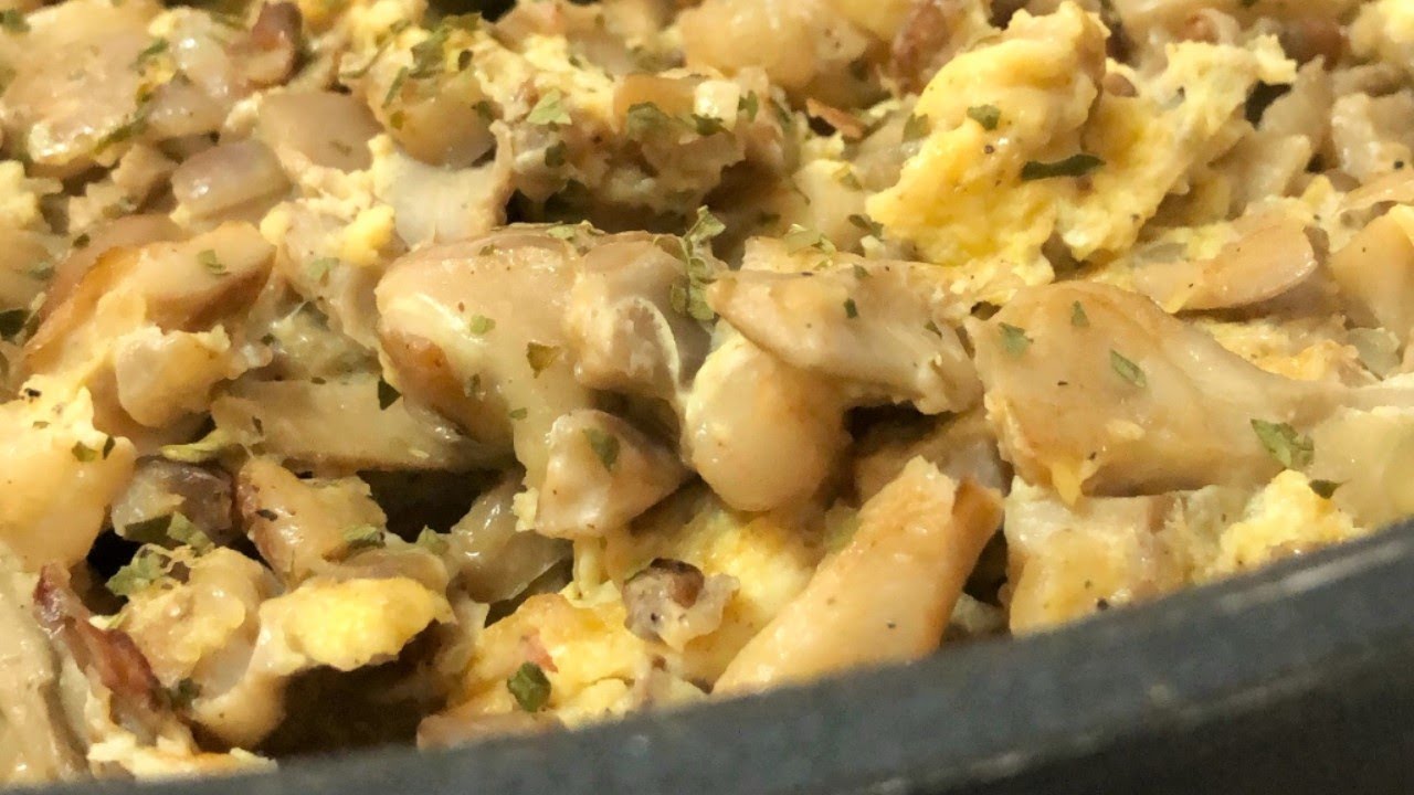 Revuelto de setas y gambas , Receta económica y muy fácil!.