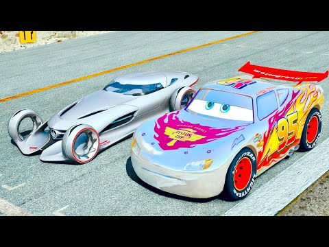 Lightning McQueen Silver Edition vs Mercedes Silver Arrow - Drag Race 10 KM