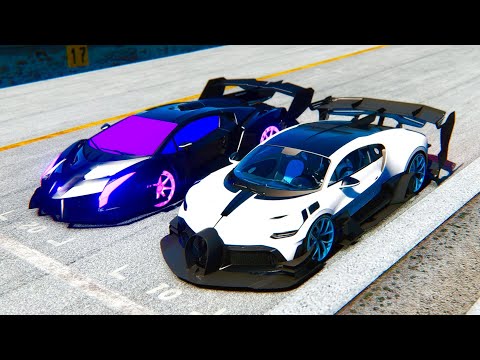 Bugatti Divo GTR Concept vs Lamborghini Veneno Concept at Drag Race 20 KM