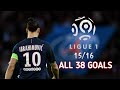 zlatan ibrahimović all 38 goals in Ligue 1 ●15/16● ibra last year in psg● HD