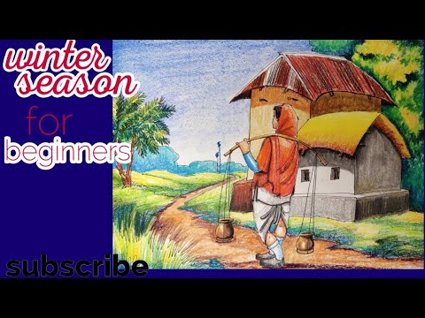 Easy winter season subject drawing for beginners in all pastel part -2 Draw with Pranil