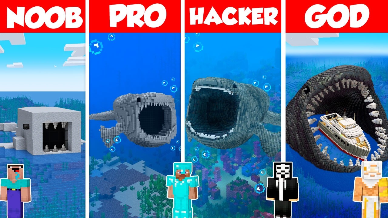 Bloop Build Battle Challenge - Noob vs Pro vs Hacker vs God - Minecraft Animation