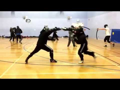 AHF sword and buckler vs rapier and dagger sparring