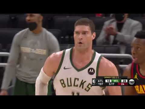 Giannis is impressed by Brook Lopez dunk!👏 Bucks Vs Hawks Game 5